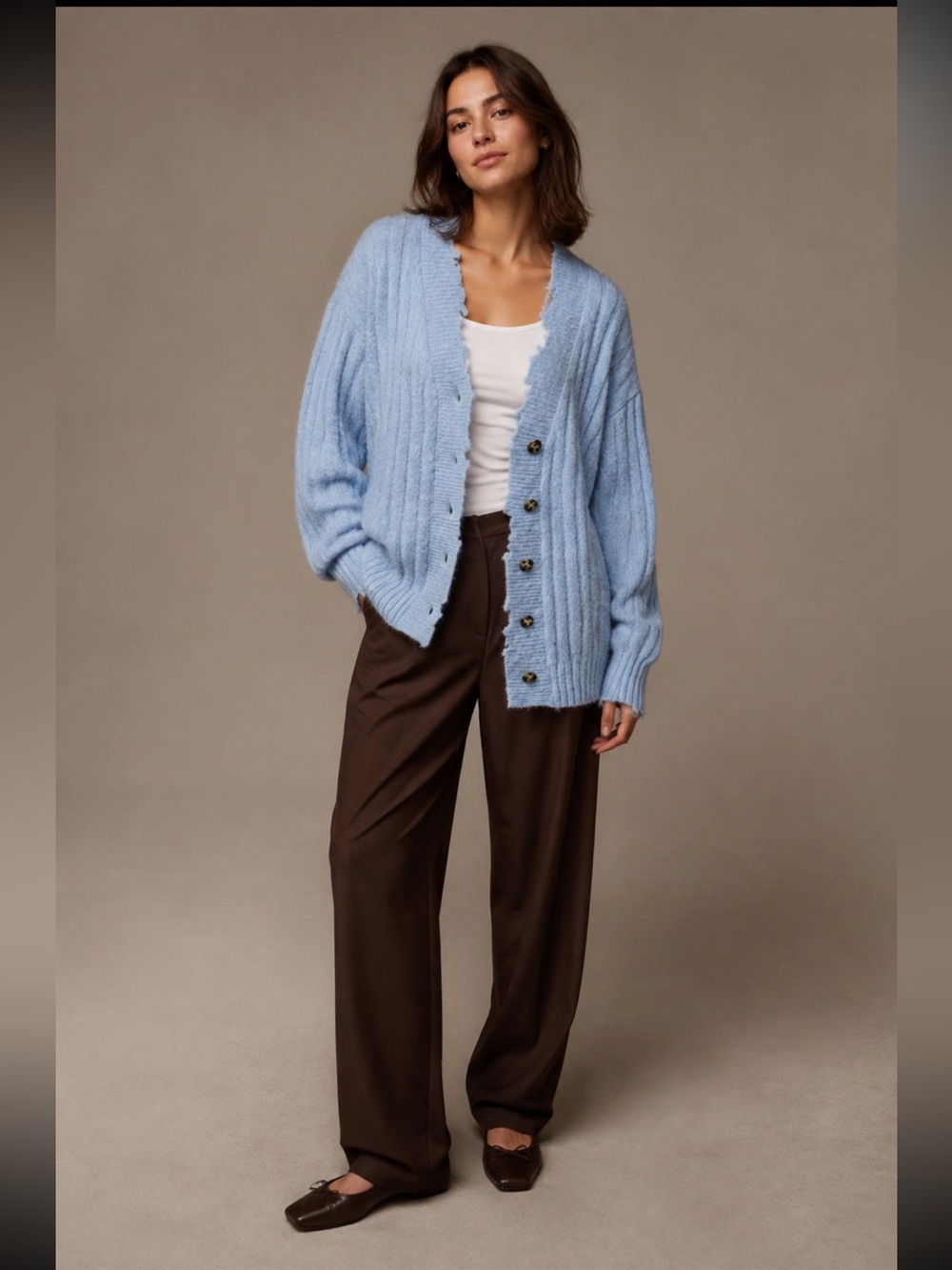 Helmut Lang Re-Edition Cardigan Sweater Large Blue Distressed Oversized Ribbed